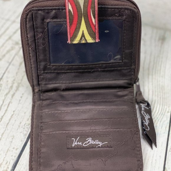 Vera Bradley Bifold Wallet in Puccini - RED/BROWN/YELLOW/WHITE Retired Pattern - Picture 3 of 6